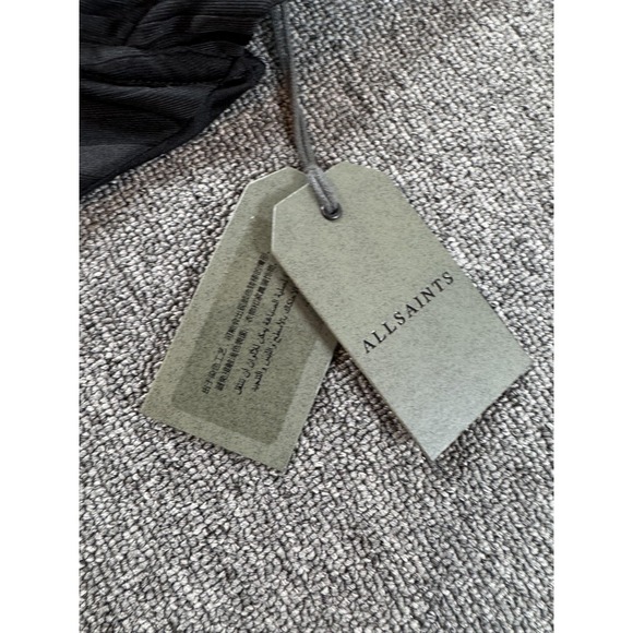 AllSaints Yuni Rib Bodysuit Womens 0 Black Strappy Zip Back Textured Stretch - Picture 3 of 9